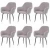 6er-Set Retro Esszimmerstuhl F18, Stoff/Textil grau, schwarze Beine