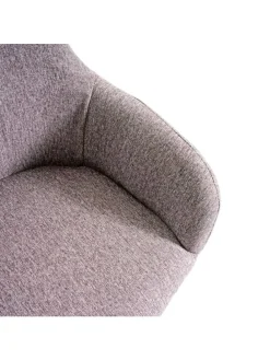 6er-Set Retro Esszimmerstuhl F18, Stoff/Textil grau, schwarze Beine