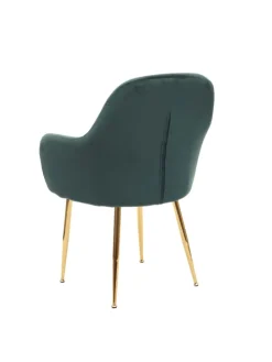 2er-Set Retro Esszimmerstuhl F18, Samt grün, goldene Beine