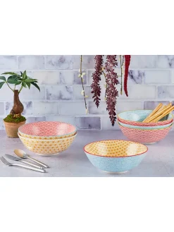 6er-Set: Salatschüsseln "Color" in Rot/ Gelb/ Hellblau - Ø 21 cm