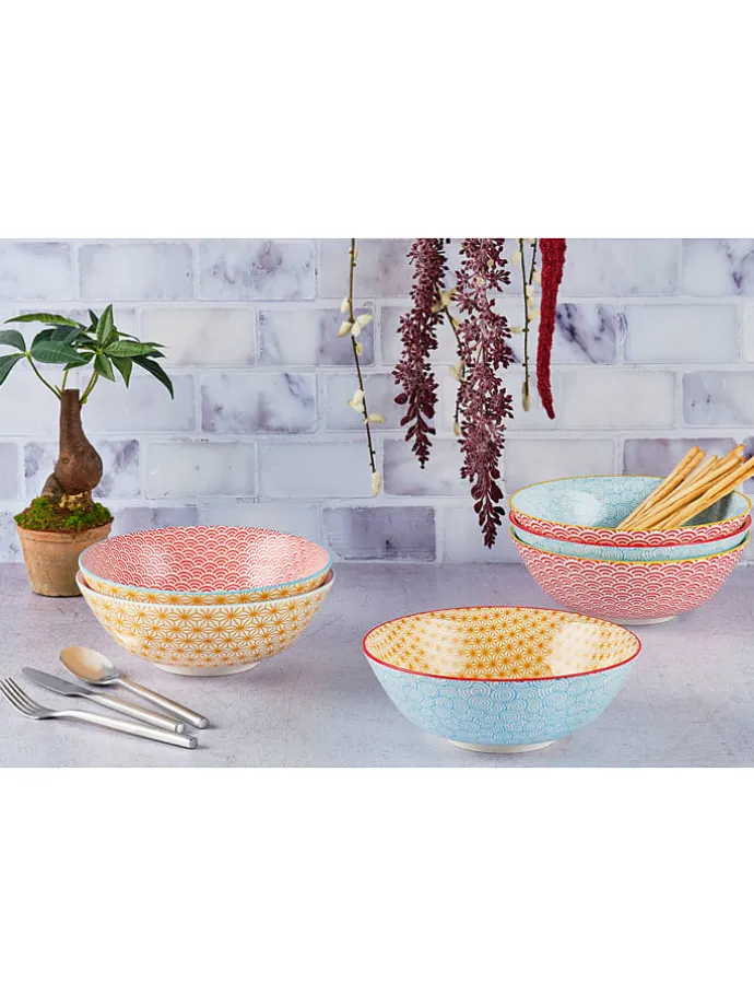 6er-Set: Salatschüsseln "Color" in Rot/ Gelb/ Hellblau - Ø 21 cm