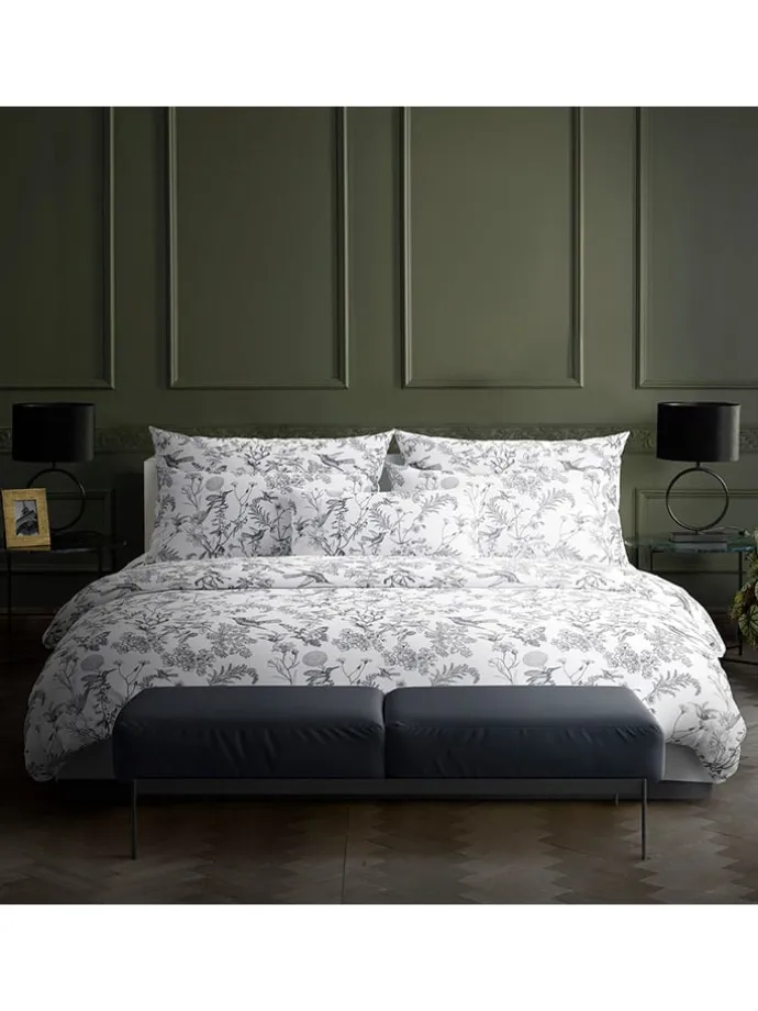 2er-Set: Satin-Kissenbezüge "Colibri" in Weiß/ Grau