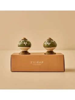 2er-Set: Schrankgriffe ''Vera'' in Grün - (H)6,5 x Ø 3 cm