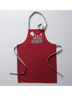 2er-Set: Schürzen "Grillzeit" in Rot/ Hellgrau - (L)84 x (B)60 cm