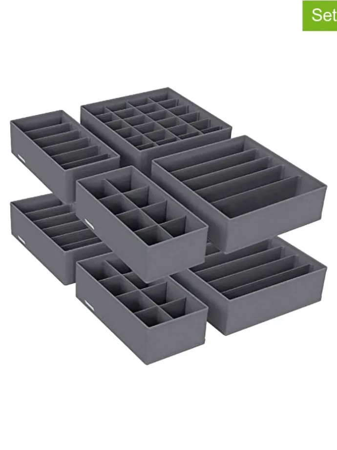 8er-Set: Schubladen-Organizer in Grau