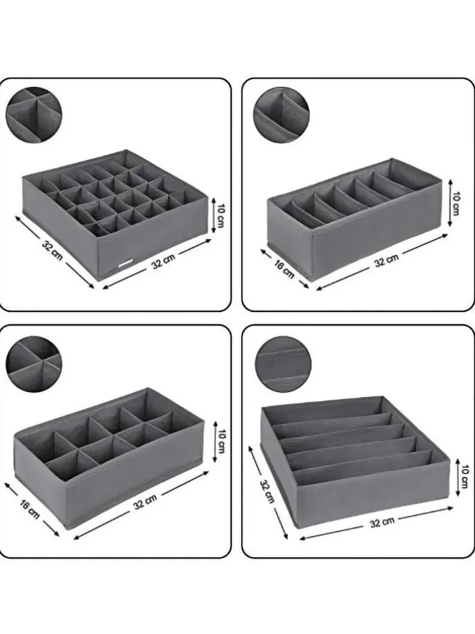 8er-Set: Schubladen-Organizer in Grau