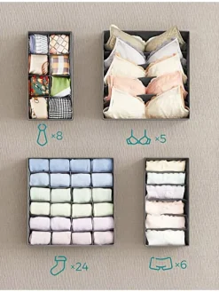 8er-Set: Schubladen-Organizer in Grau