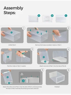 18er-Set: Schuhboxen in Transparent - (B)23 x (H)14,3 x (T)33,5 cm