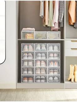 18er-Set: Schuhboxen in Transparent - (B)23 x (H)14,3 x (T)33,5 cm