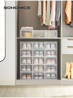 18er-Set: Schuhboxen in Transparent - (B)23 x (H)14,3 x (T)33,5 cm