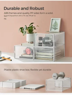 18er-Set: Schuhboxen in Transparent - (B)23 x (H)14,3 x (T)33,5 cm