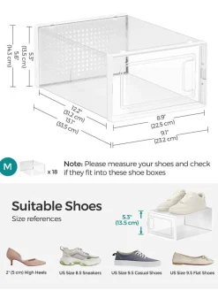 18er-Set: Schuhboxen in Transparent - (B)23 x (H)14,3 x (T)33,5 cm