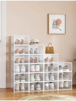 18er-Set: Schuhboxen in Weiß - (B)23 x (H)14,5 x (T)33,2 cm