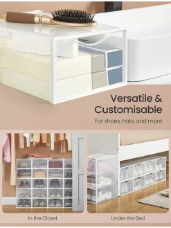 18er-Set: Schuhboxen in Weiß - (B)23 x (H)14,5 x (T)33,2 cm