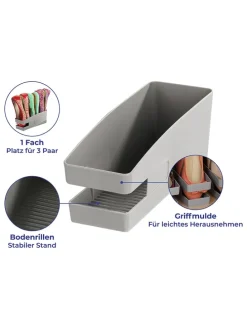 3er-Set: Schuhhalter in Grau - (B)9 x (H)9,5 x (T)26,5 cm