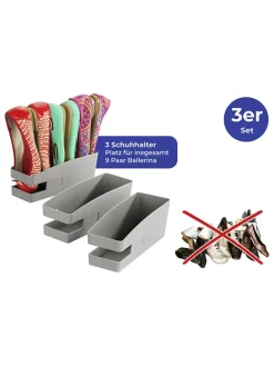 3er-Set: Schuhhalter in Grau - (B)9 x (H)9,5 x (T)26,5 cm