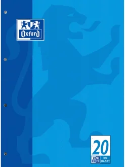 5er-Set: Schulblöcke "Oxford - Lineatur 20" in Blau - DIN A4