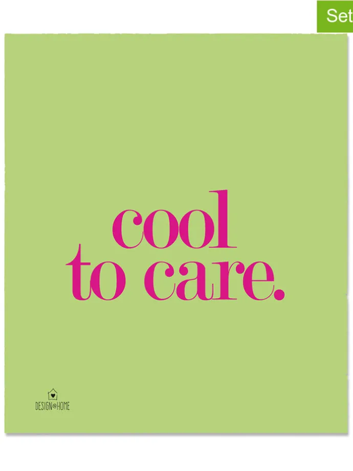 2er-Set: Schwammtücher "Cool to care" in Grün - (L)20 x (B)17 cm