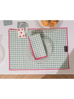 4er-Set: Servietten "Contrast Edge" in Grün - (B)40 x (H)40 cm