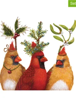 2er-Set: Servietten "Holiday Party" in Hellbraun/ Rot - 2x 20 Stück