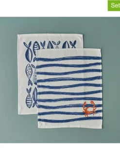 2er-Set: Servietten in Weiß/ Blau