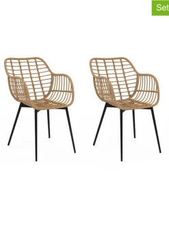 2er-Set: Sessel "Cuba" in Hellbraun/ Schwarz - (B)51 x (H)80 cm