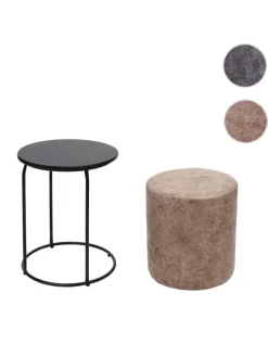 2er-Set Sitzhocker und Beistelltisch K48, Braun