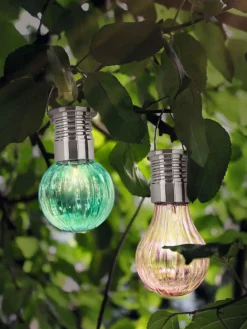 2er-Set: Solar-Leuchte in Grau/ Türkis