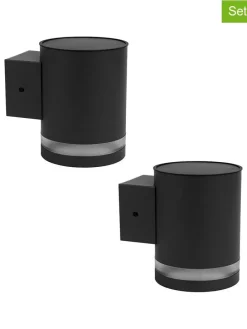 2er-Set: Solar-Wandleuchten "Helio" in Schwarz - (B)12 x (H)9 x (T)11,5 cm