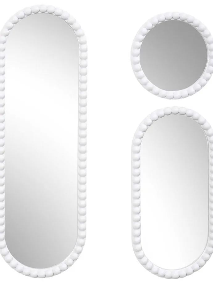 3er-Set: Spiegel ''Corfu'' in Weiß