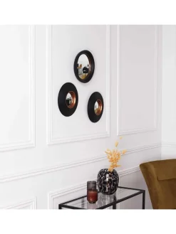3er-Set: Spiegel in Schwarz - Ø 25,5 cm