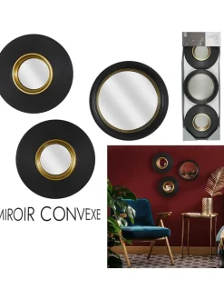 3er-Set: Spiegel in Schwarz - Ø 25,5 cm