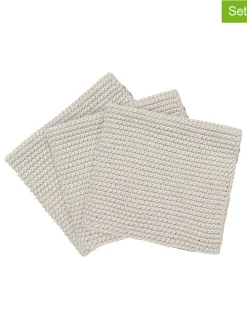 3er-Set: Spültücher "Wipe Perla" in Creme - (L)25 x (B)25 cm