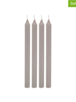4er-Set: Stabkerze in Grau - Ø 2,2 cm