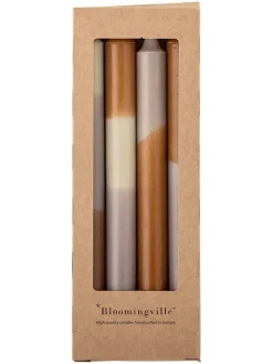 4er-Set: Stabkerzen ''Dip Dye'' in Hellbraun/ Lila - 4x 75 g