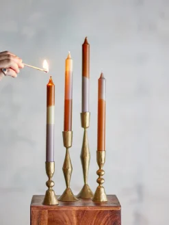 4er-Set: Stabkerzen ''Dip Dye'' in Hellbraun/ Lila - 4x 75 g