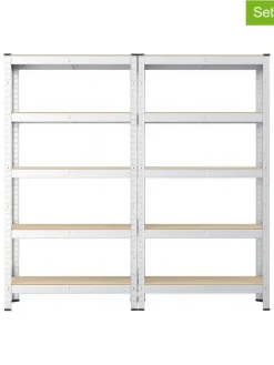 2er-Set: Standregale in Beige/ Silber - (B)120 x (H)200 x (T)60 cm