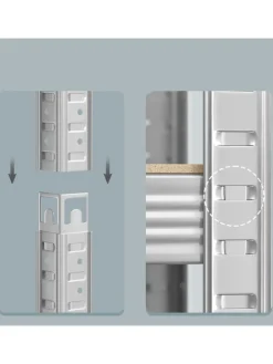 2er-Set: Standregale in Beige/ Silber - (B)120 x (H)200 x (T)60 cm