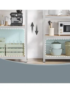 2er-Set: Standregale in Beige/ Silber - (B)120 x (H)200 x (T)60 cm