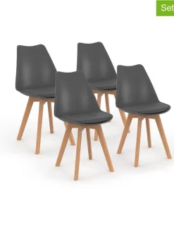 4er-Set: Stühle "Nordia" in Anthrazit/ Hellbraun - (B)51 x (H)79,5 x (T)46 cm