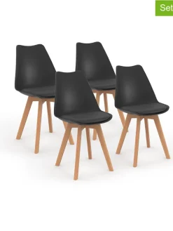 4er-Set: Stühle "Nordia" in Anthrazit/ Hellbraun - (B)51 x (H)79,5 x (T)46 cm