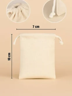 10er-Set: Stoffbeutel in Beige/ Weiß - (L)10 x (B)7 cm