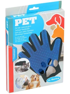 2er-Set: Tierpflege-Handschuh in Blau/ Schwarz - (L)23 x (B)16 cm