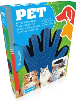 2er-Set: Tierpflege-Handschuh in Blau/ Schwarz - (L)23 x (B)16 cm