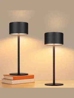 2er-Set Tischleuchte LED in schwarz rund Touch Dimmbar Tragbare Kabellos
