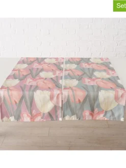 2er-Set: Tischläufer "Tulipa" in Rosa/ Grün - (L)140 x (B)40 cm