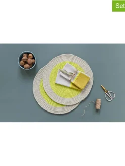 2er-Set: Tischset in Beige/ Limette - Ø 38 cm