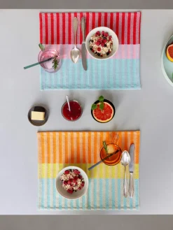 2er-Set: Tischsets "Ben" in Hellblau/ Hellgrün/ Orange - (L)43,5 x (B)32 cm