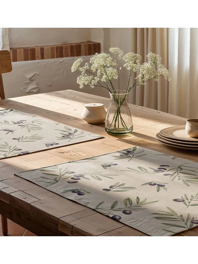 2er-Set: Tischsets "Cartagena" in Creme/ Lila - (L)50 x (B)40 cm