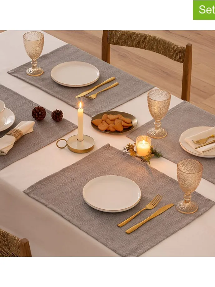 2er-Set: Tischsets "Christmas Evolet" in Hellgrau - (L)50 x (B)40 cm